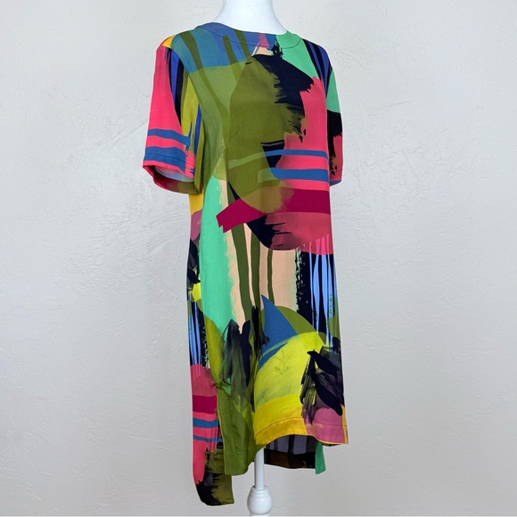 Nicole Miller Collection Silk Blend Abstract Multicolor T-Shirt Shift Dress 6 - Picture 2 of 13
